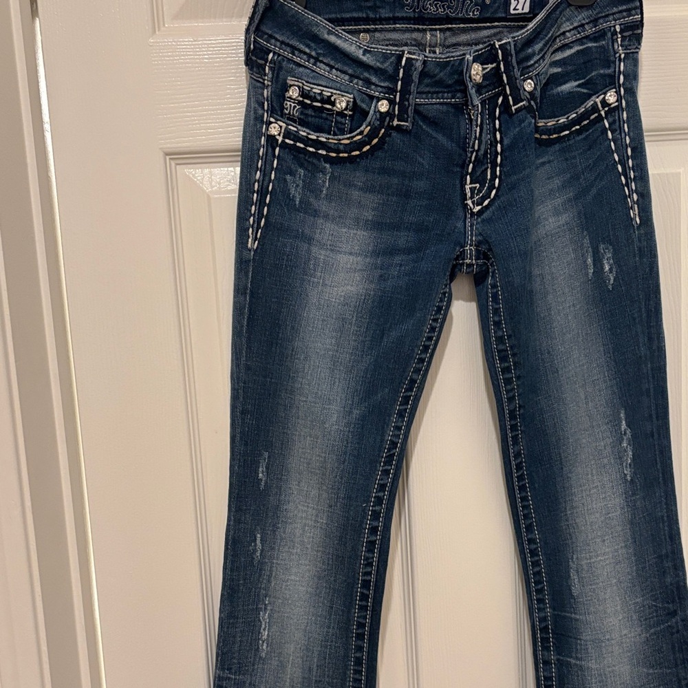 Miss Me Indigo Boot Cut Jeans with Embellished Pockets - Picture 9 of 13